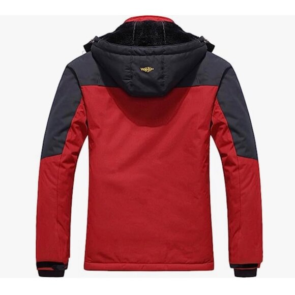 Wantdo Mountain Men Sport Red / Gray Waterproof Rainproof Warm Hooded Jacket Siz - Picture 2 of 16